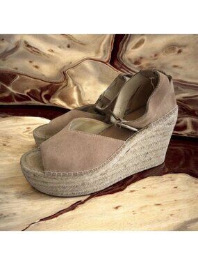 SOLUDOS Beige Suede Platform Espadrilles Sandals Size 9
